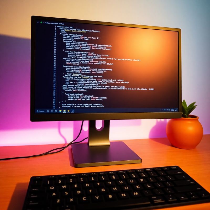 Otvoreni kod na tamnom monitoru s indigo ambijentalnim svjetlom